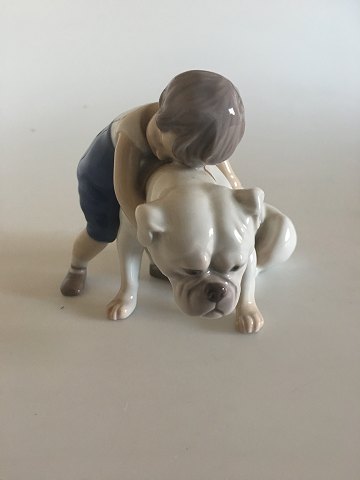 Bing og Grøndahl Figur - To venner /  Dreng med Bulldog No. 1790