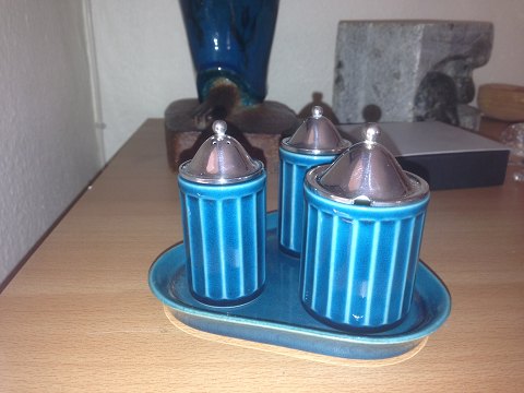 Sjældent Georg Jensen Harald Nielsen Sterling Sølv Bing & Grøndahl Salt, peperbøsse og sennepskrukke No 4009