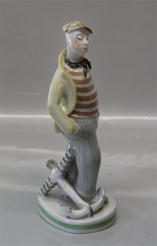Royal Copenhagen figurine 4050 RC Sailor with anchor 1941 20 cm Polychrome decorated Bode Willumsen  1895 - 1989