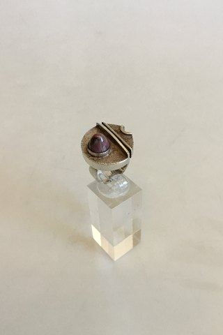 Sterling Silver ring with pink stone MPC from M.P. Christoffersen - Nykøbing F 1971 - 2008