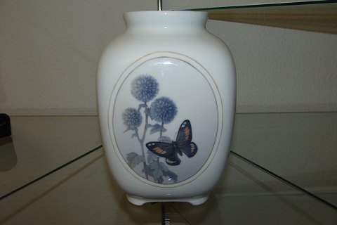 Royal Copenhagen Unique Vase by Else Hasselriis from 1914 with butterflies and moth