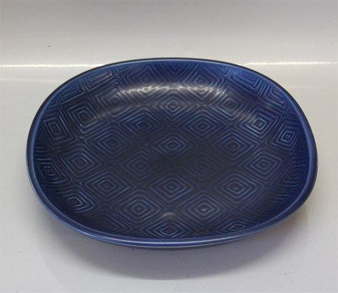Royal Copenhagen Aluminia Faience 2675 Marselis blue dish 30 x 5 cm with squares in pattern 1955