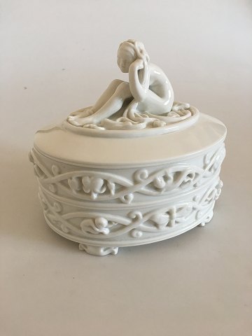 Bing & Grondahl Art Nouveau Bonbonniere with lady, grasshopper, fish, snail and Lizzard Sigfried and Olga Wagner?