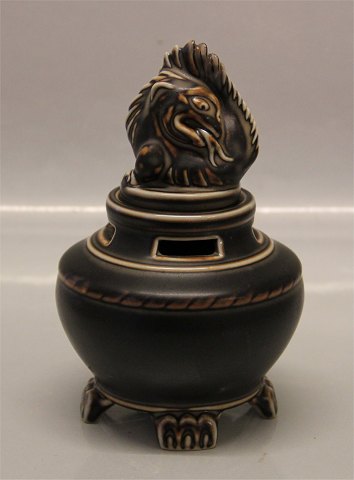 Royal Copenhagen Art Pottery2311 Jais Nielsen Brown Glazed Jar with figural lid