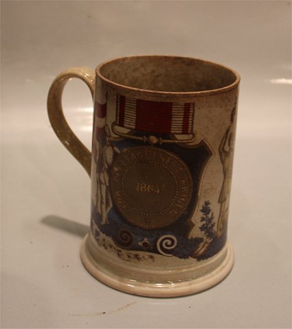 Rare Royal Copenhagen Aluminia Faience Old Rare soldiers mug commemorating 1864