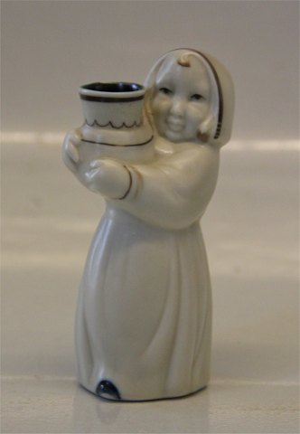 Aluminia kunstfajance 210-282 Julelysestage: Pige med lys, 9 cm Aage Erhard 1931Mat Porcelæn