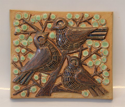 Michael Andersen & Son Bornholm Art pottery relief with birds 21.5 x 19 cm Mariane Starck Signed MS 6465