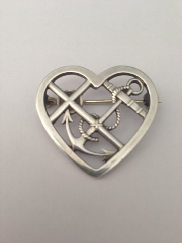 Georg Jensn Sterling Sølv Broche Anker og hjerte No 296 fra 1933-1944