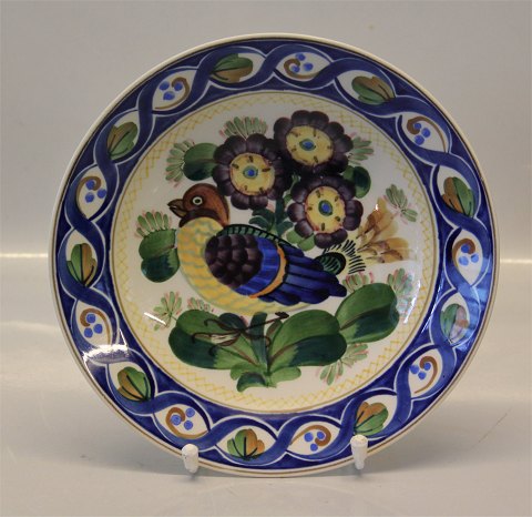 Aluminia kunstfajance 1173-404 Aluminia Platte Blå fugl -tre blomster 20.5 cm