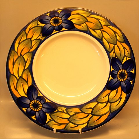 Large round dish 45 cm Royal Copenhagen Faience Blue Pheasant Chr. Joachim Aluminia