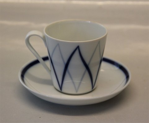 Kaffekop ca. 7,5 x 7,5 cm & underkop 14 cm Dan-ild 40 Blå flamme eller Harlekin kaffestel