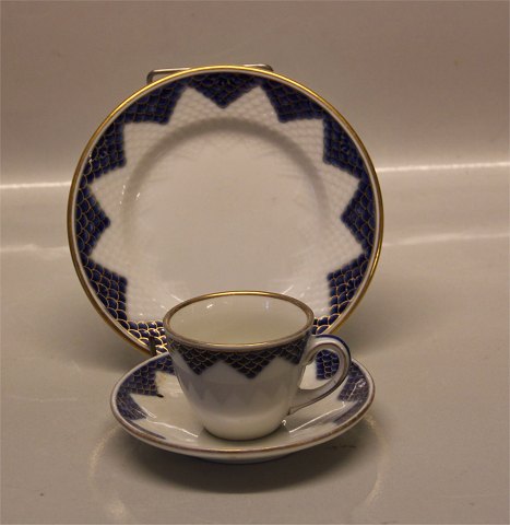 Unkown 1021 Moccha Cup 5.5 cm and saucer 12 cm  Bing and Grondahl Hotel Quality Pattern - Gold and laces like Kronberg and Kipling B&G Porcelain