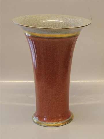 Royal Copenhagen 212-2673 RC Crackle Red - grey - gold Trumphet Vase  27 x 19.5 cm Craquelé, (Crackelure)