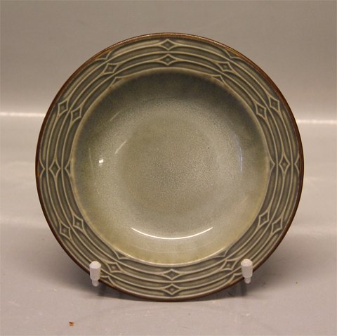 Rune; 323 Small soup rim plate 17.5 cm  Green Nissen Kronjyden B&G Quistgaard  Stoneware