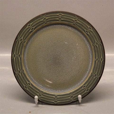326 Plate 21 cm / 8.25" Rune, Green Nissen Kronjyden B&G Quistgaard  Stoneware