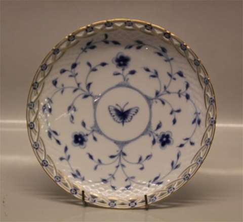 170 Konfektskål flettet kant (stor) d 22 cm B&G Blåmalet Kipling Sommerfugl med guld 
