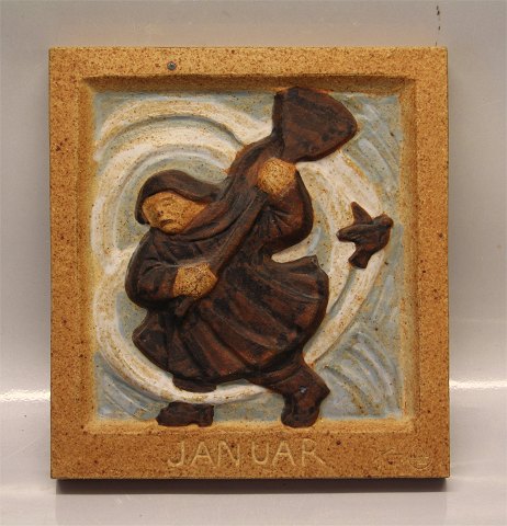Dansk Stentøj B&G 7101 Januar relief 23,5 cm, Karl Otto Johansen  