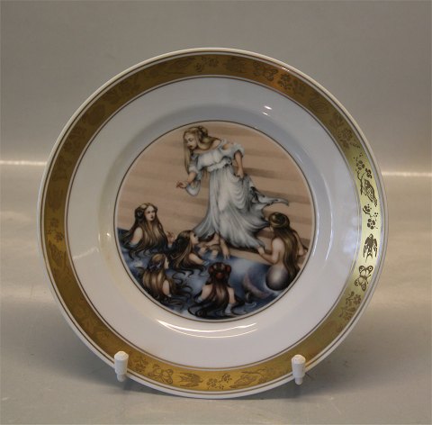 Royal Copenhagen 9628  Den lille havfrue. Hans Christian Andersen Platter 19 cm 1975 Pauline Ellison