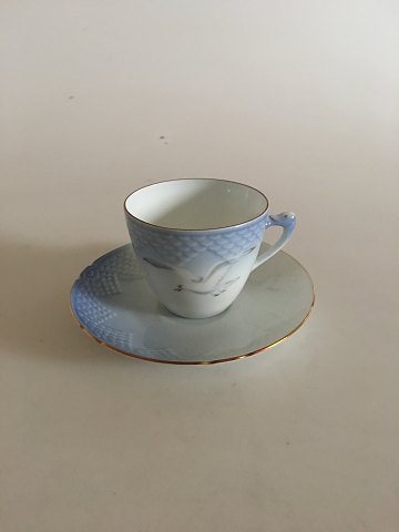 Bing and Grondahl Seagull with gold Mocca Cup and saucer No. 463 / 108 B