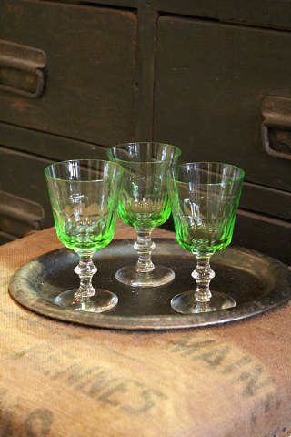 Old Chr.d.8 white wine glass with delicate green color from Holmegaard glassworks.H:13cm. Dia.:7cm.