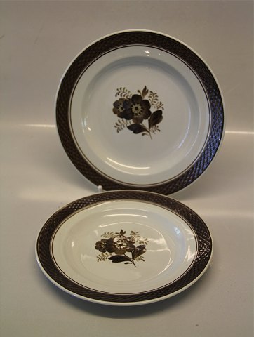 Brun Trankebar Frokosttallerkener 946 & 1399 Aluminia Fajance 