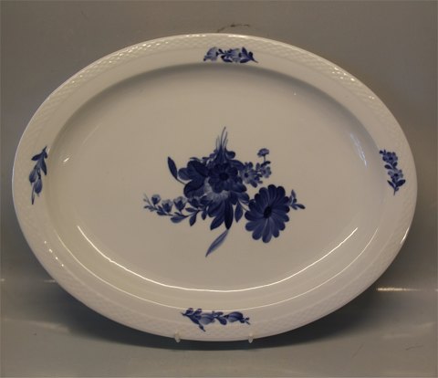 8020-10 Stort ovalt stegefad 47,5 x 37 cm Kongelig Dansk Porcelæn Blå Blomst Flettet 