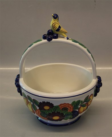 775 Konfektskål med fugl på hank 27 x 19 cm (1739775 Gylden Sommer Kongelig Dansk Fajance