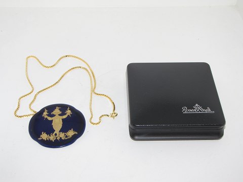 Bjorn Wiinblad, Porcelain pendant with gilded sterling silver necklace