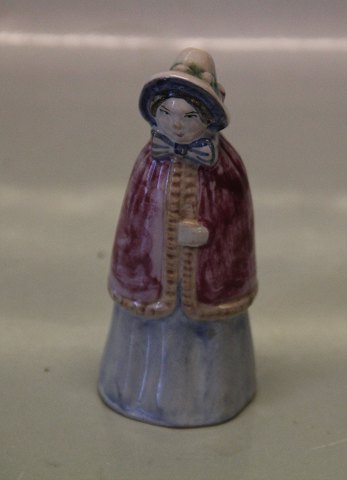 L. Hjorth Bornholm L.Hjorth miniature lady standing in pink national dress ca 9.5 cm