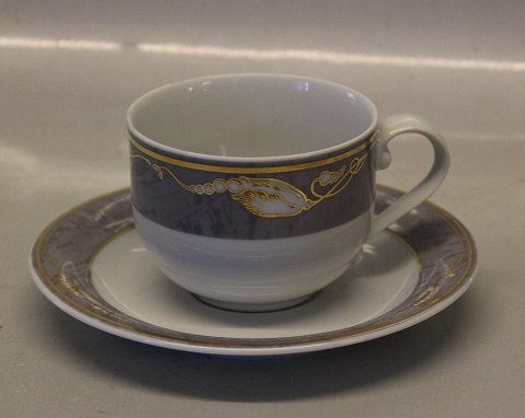 Royal Copenhagen Grå Magnolia 072-073 Kaffekop 6 x 8 cm og underkop 14,5 cm