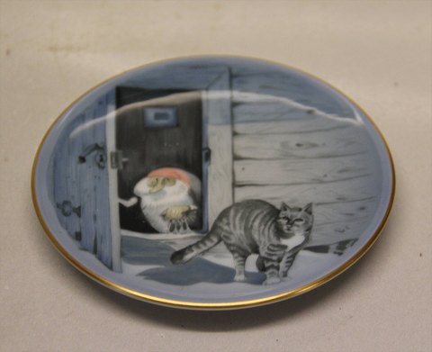 709 Royal Copenhagen tray - plate 10.3 cm Wiberg  (1506709) Pixie and cat-  "Tomten" Wiberg B&G Christmas Pattern