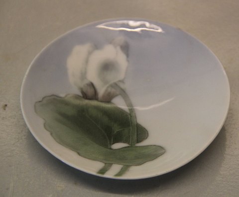 Royal Copenhagen 370-1109 Art nouveau platte9.5 cm hvid blomst 