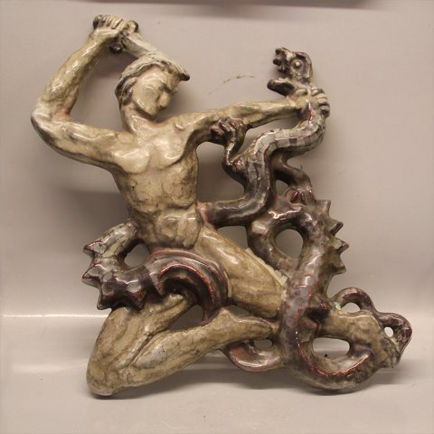 Michael Andersen & Son Bornholm, 4840-2 Sct George and the dragon releif 46 x 39 cm