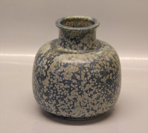 Royal Copenhagen Art Pottery 496 RC Round Vase 15 cm Blue Bird Eggs Glaze: Signed Carl Halier:In monogram 1928,Unique - one-of-a-kind
