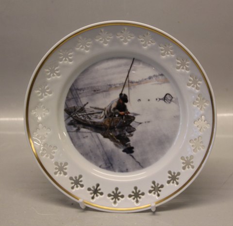 B&G Porcelain Artist Plate Carl Larsson B&G 8732 1978 Carl Larsson Plate - Series 3 - Motif #4 "Fishing" 21.5 cm Painted 1905 21.5 cm