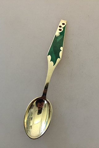 Sorenco Christmas Spoon  made of gilded sterling silver with blue enamel. Measures 16,5 cm (6 ½")