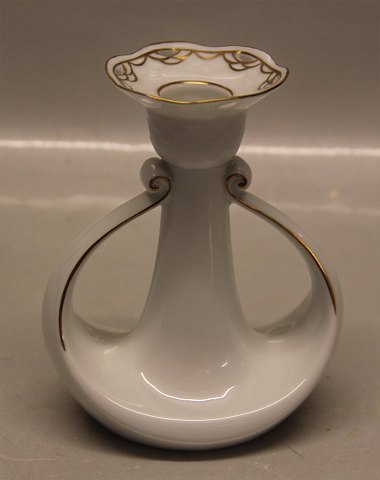 B&G Hartmann Porcelain White with double gold rim and lines 072 Candlestick 13 cm (503)