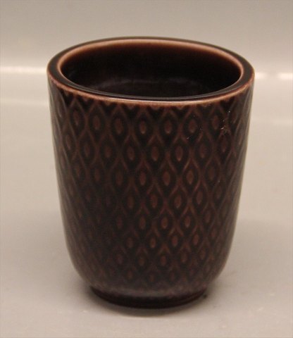 Aluminia kunstfajance 2639 Marselis Rødbrun Vase 11 cm, med rudemønster, Nils Thorsson, 1953