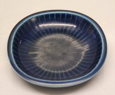 Aluminia Copenhagen Faience 2638 Marselis Blue bowl 11,5 x 2.5 cm, round with stribes, 1953