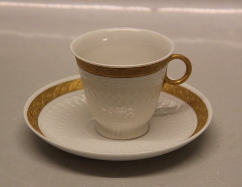 Kongelig Dansk Viftestellet, Guld 414-11538 Kaffekop 6.3 x 7.5 cm og underkop 13.5 cm
