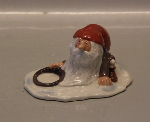 0370 RC Gnome with porridge bowl Harald Wiberg  8 x 13.5 cm Pixie "Tomten",  Royal Copenhagen figurine