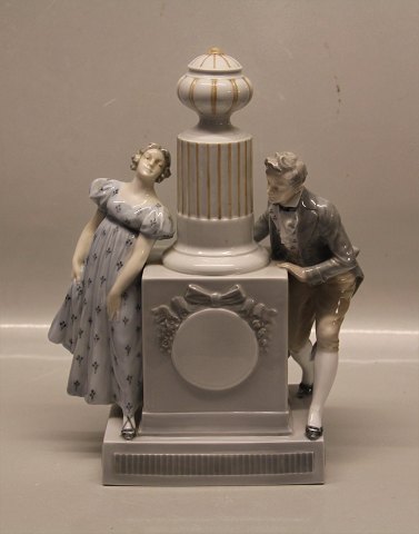 Royal Copenhagen 1942 RC Young man and woman at a collumn Chr. Thomsen? Art Nouveau 30 x 22 cm