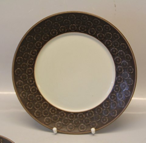 Umbra Brun AZUR Quistgaard for B&G / Nissen Kronjyden Stoneware 325 Middagstallerken med hvidt spejl ca 25 cm
