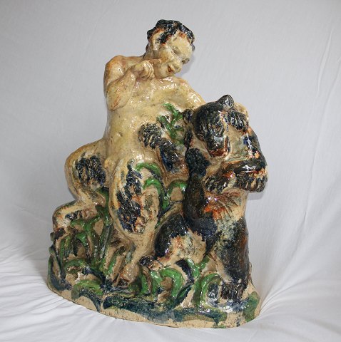 Royal Copenhagen Art Pottery Unika Knud Kyhn Bear and Faun 15th January 1931 Signed