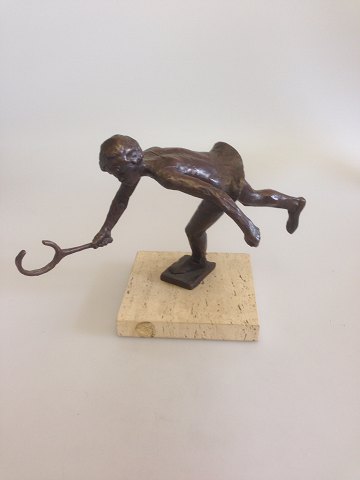 Royal Copenhagen Bronze statuette Sterett-Gittings Kelsey Tennis spiller fra 1976