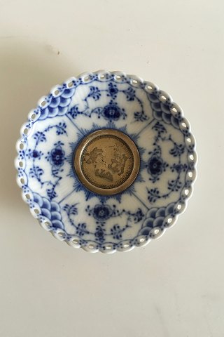 Royal Copenhagen Blue Fluted Full Lace Ashtray / Plate with Silver Coin No 1/1009