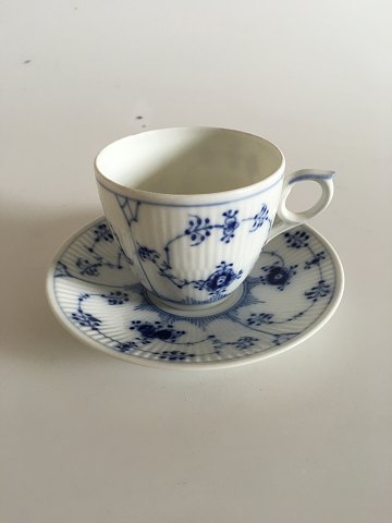 Royal Copenhagen Musselmalet Riflet Kaffekop og Underkop No. 2162