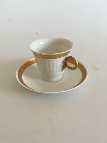Royal Copenhagen Gold Fan Coffee Cup and Saucer No. 11538
