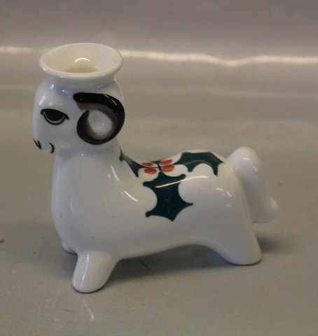 Royal Copenhagen Aluminia Faience 3-2272 Christmas Ram Candleholder 10 x 10 cm - green