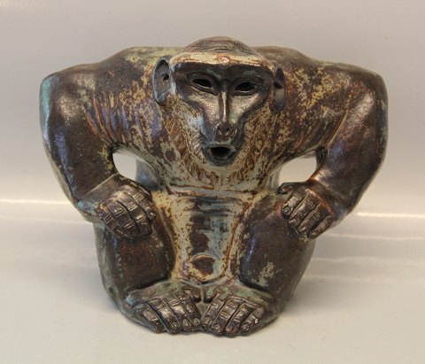 Royal Copenhagen Art Pottery 20143 RC Monkey, sitting 21 x 24 cm, Knud Kyhn August 1927